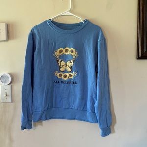 Blue butterfly sweat shirt.